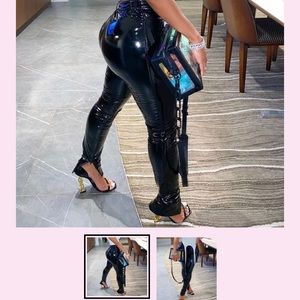 Highwaisted faux leather pants